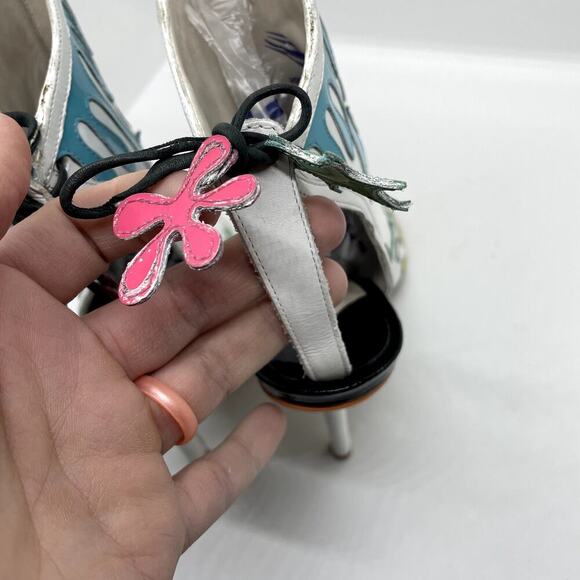 Sophia Webster Arty Party Paint Splatter Heel Tie Back Booties Size 7.5 - Picture 14 of 15